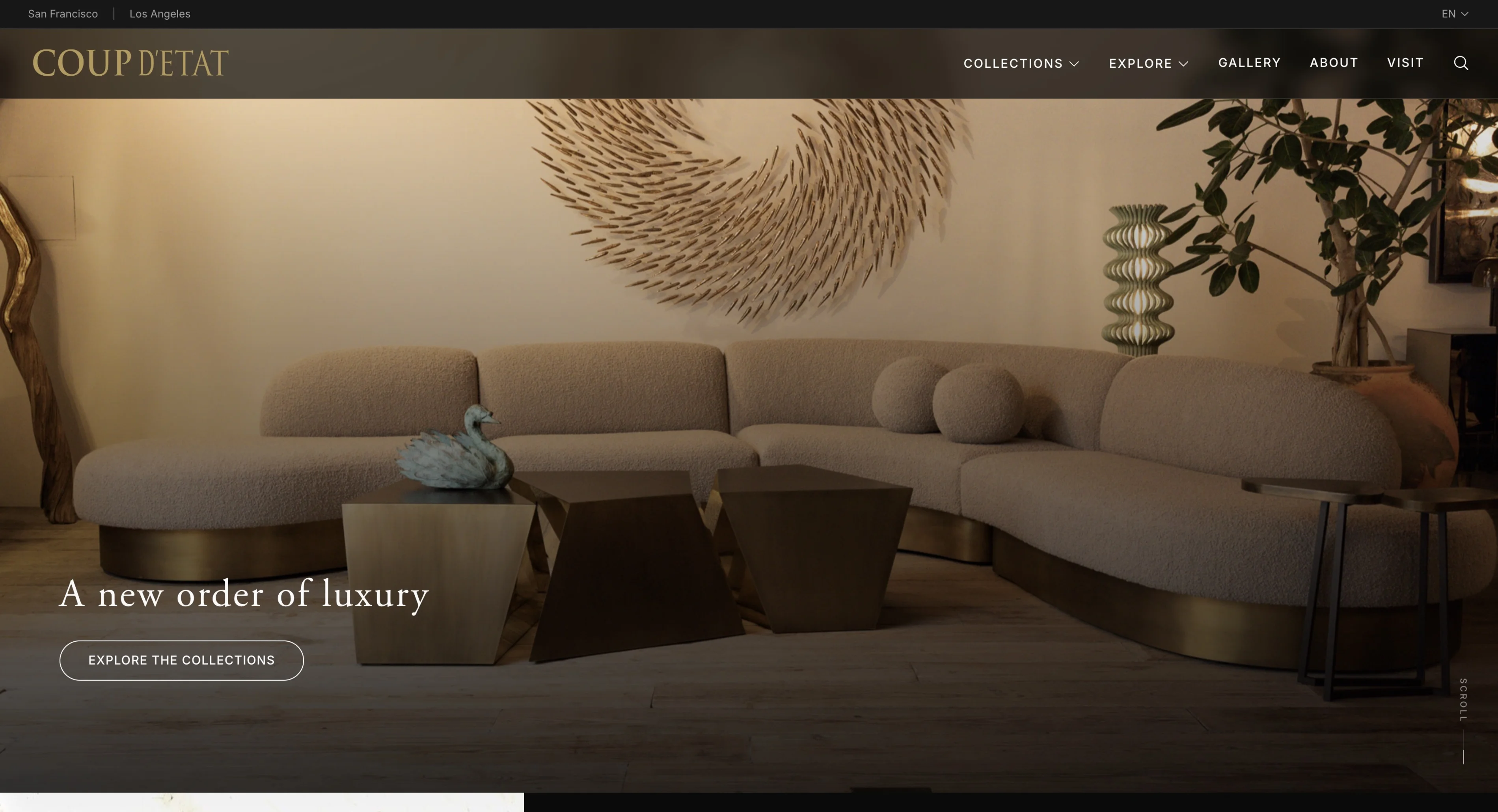 Coup D'Etat luxury showroom website screenshot